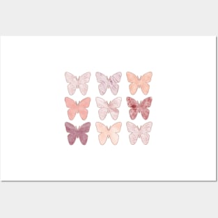 Mixed berry marble butterflies Posters and Art